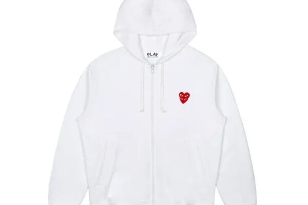 CDG Hoodie Zip Up – White