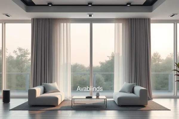 motorised curtain tracks in a luxurious livingroom