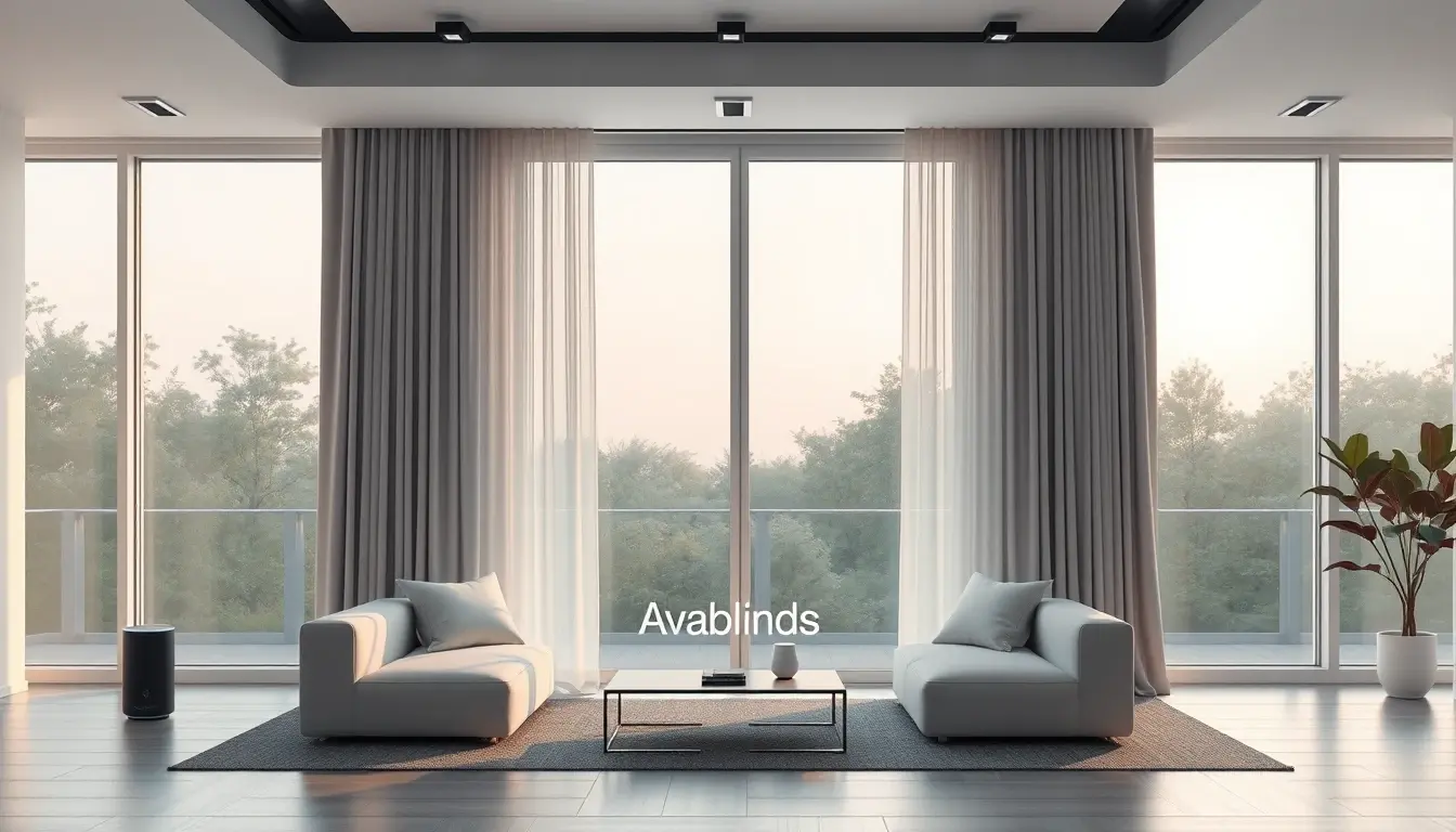 motorised curtain tracks in a luxurious livingroom